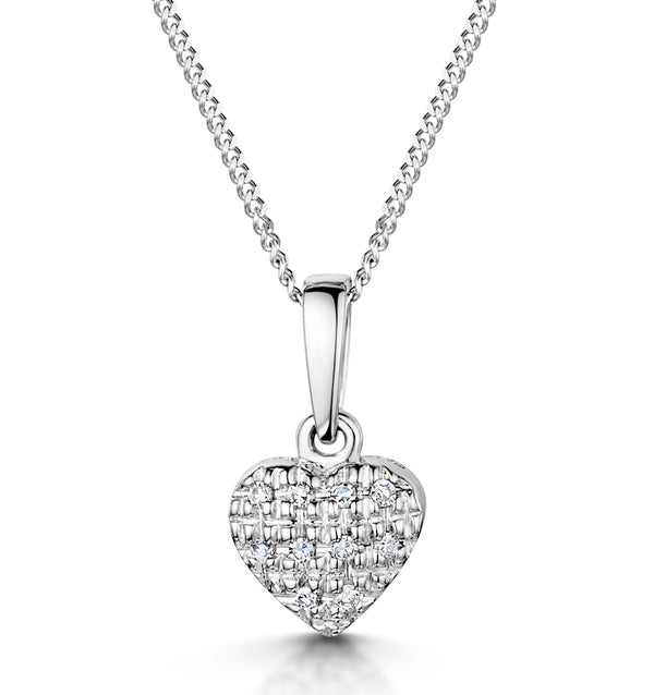 Stellato Diamond Heart Pendant Necklace 0.04ct in 9K White Gold